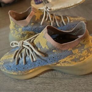 Yeezy Blue and Yellow Artistic Sneakers